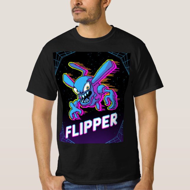 Retro Tempest Flipper Arcade Villain Cartoon Tee (Vorderseite)