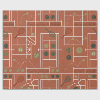 Retro-Tennis auf Sandplatz Geometrisch Geschenkpapier