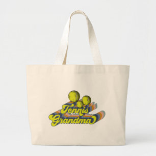 Retro-Tennis-Oma-Sublimationsdesign, Tennis Jumbo Stoffbeutel