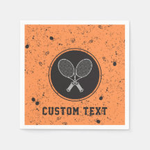 Retro Tennis Rackets Grauer Orange Custom Text