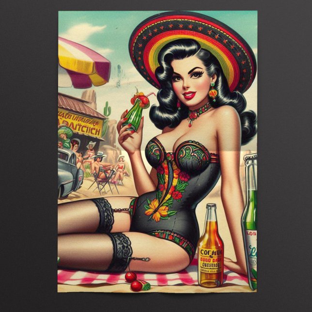 Retro Tequila Pin-up Seidenpapier (Von Creator hochgeladen)