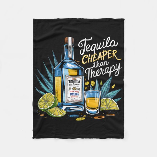 Retro Tequila trinkt Tequila billiger als ein Drit Fleecedecke (Vorderseite)