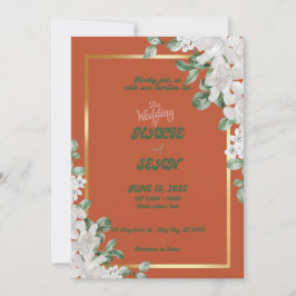 Retro Terracata Floral Wedding Einladung