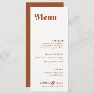 Retro Terracotta Rust Menu Mariage