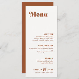 Retro Terracotta Rust Wedding Menu Menükarte