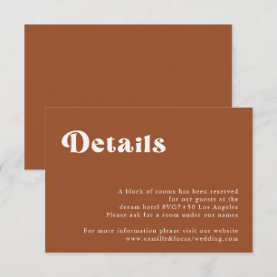 Retro Terracotta Wedding Details Karte