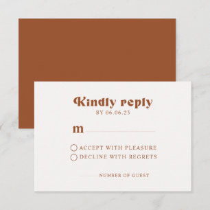 Retro Terracotta Wedding RSVP Card Karte