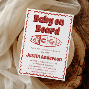 Retro Terrakotta Boho Baby an Bord Babyparty Einladung