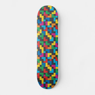 Retro-Tetris-Blöcke Nahtloses Muster Skateboard