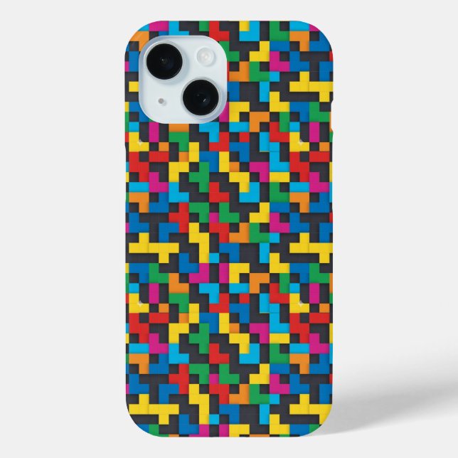 Retro Tetris Blocks Seamless Pattern Case-Mate iPhone Hülle (Rückseite)