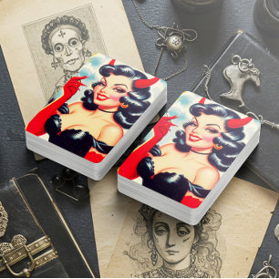 Retro teuflischer Pin-up Spielkarten
