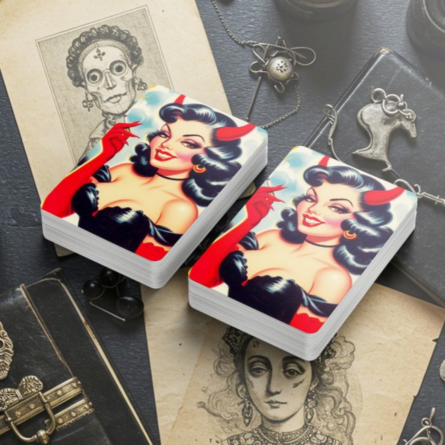 Retro teuflischer Pin-up Spielkarten (Von Creator hochgeladen)