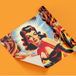 Retro teuflisches Pin-up Geschenkpapier
