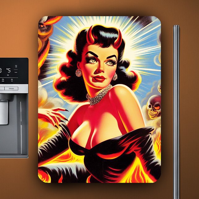 Retro teuflisches Pin-up Magnet (Von Creator hochgeladen)
