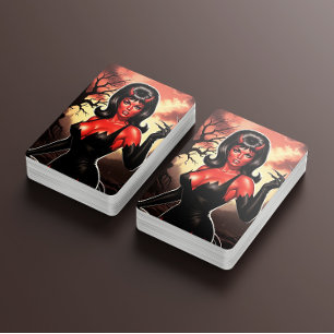 Retro teuflisches Pin-up Spielkarten