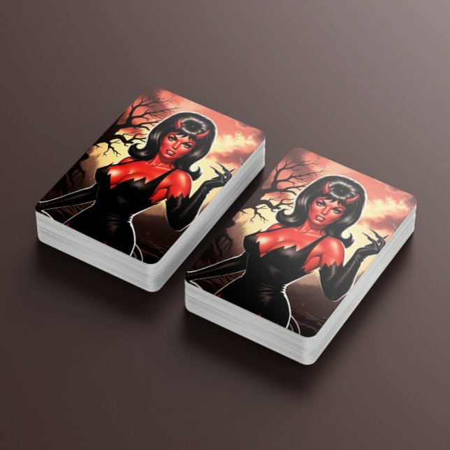 Retro teuflisches Pin-up Spielkarten (Von Creator hochgeladen)