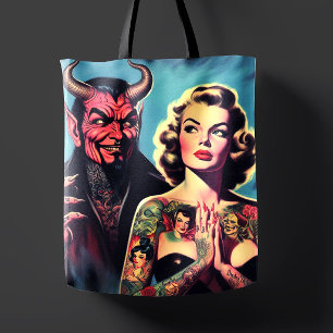 Retro teuflisches tätowiertes Pin-up Tasche