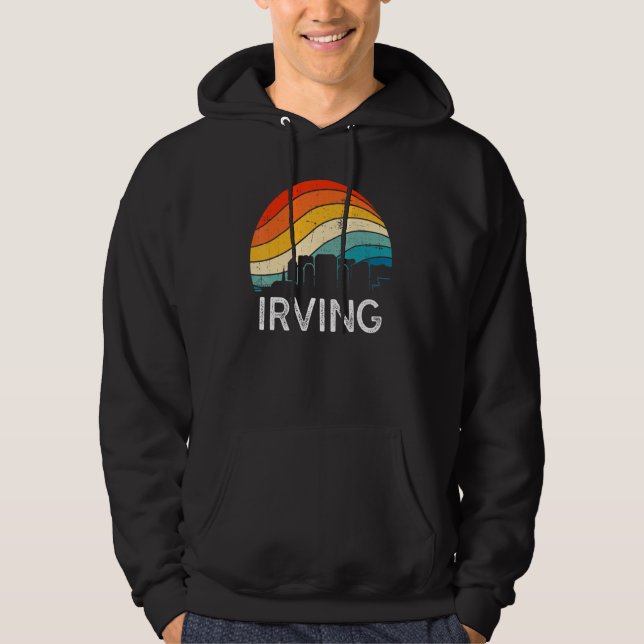 Retro Texas Irving Skyline Vintage Urban Skyscrape Hoodie (Vorderseite)
