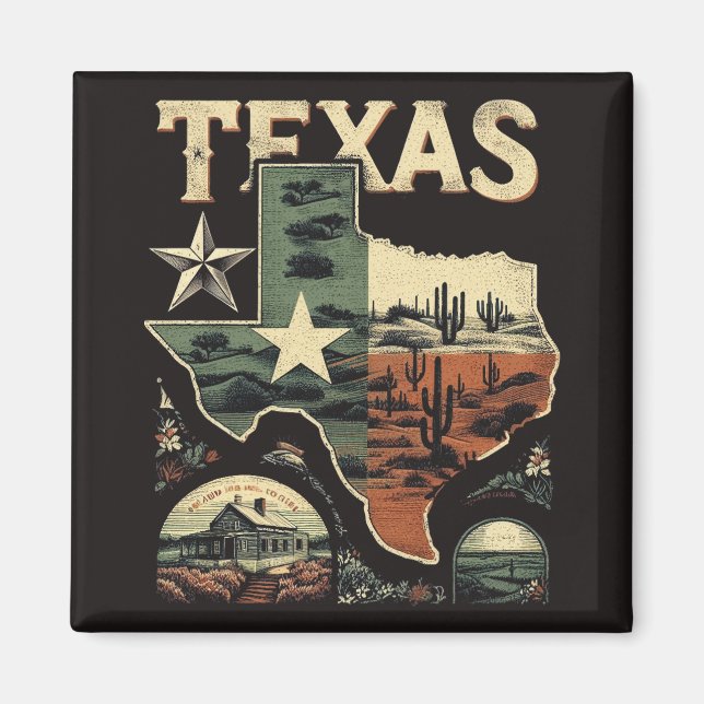 Retro Texas Magnet (Vorne)