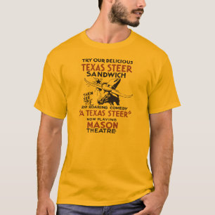 Retro Texas-Ochsesandwich und -theater spielen T-Shirt