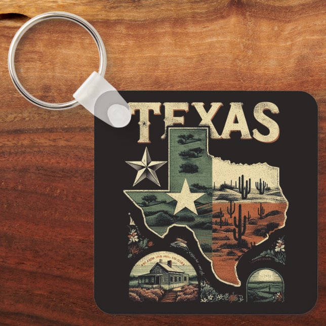 Retro Texas Schlüsselanhänger (Vorderseite)