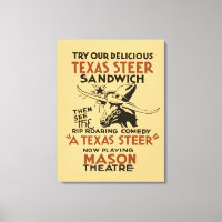 Retro Texas Steer Sandwich und Theatervorführung