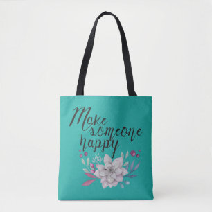 Retro Text Design: jemanden glücklich machen Tasche