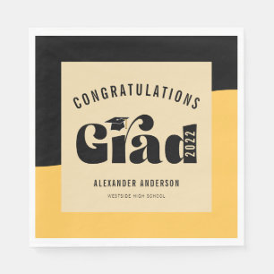 Retro Text Light Gold und Black Abschluss Serviette