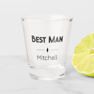 Retro Text Trauzeuge Schwarz Monogramm Hochzeit Schnapsglas