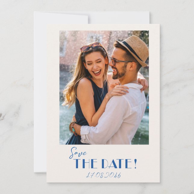 Retro Text und Foto Hochzeit speichern Sie das Dat Save The Date (Vorderseite)