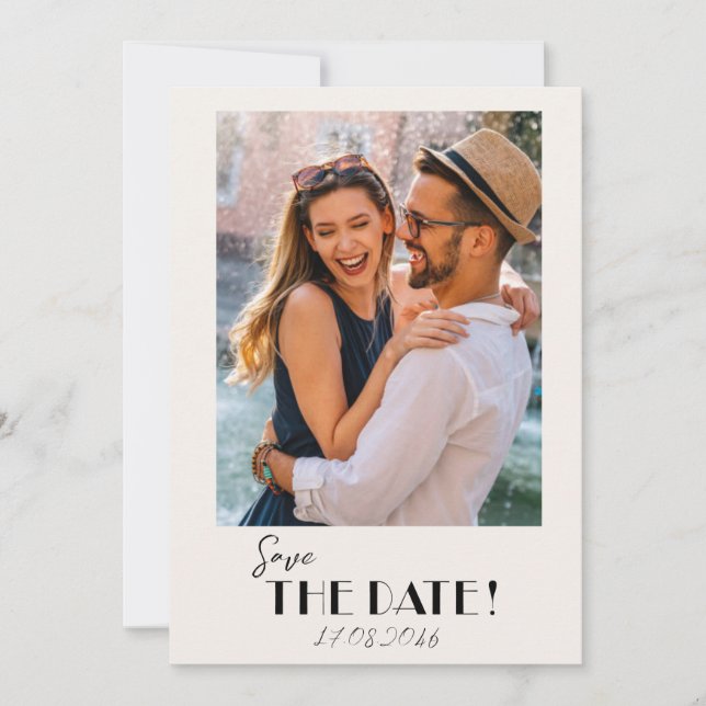 Retro Text und Foto Hochzeit speichern Sie das Dat Save The Date (Vorderseite)