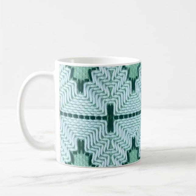 Retro textiles Garnhuschen, grafischer Puls. Kaffeetasse (Links)