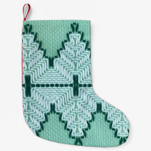 Retro textiles Garnhuschen, grafischer Puls. Kleiner Weihnachtsstrumpf
