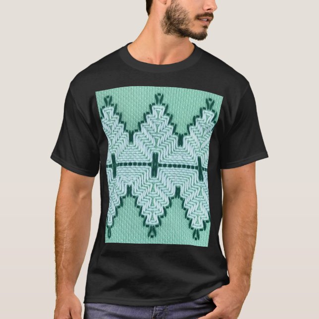 Retro textiles Garnhuschen, grafischer Puls. T-Shirt (Vorderseite)