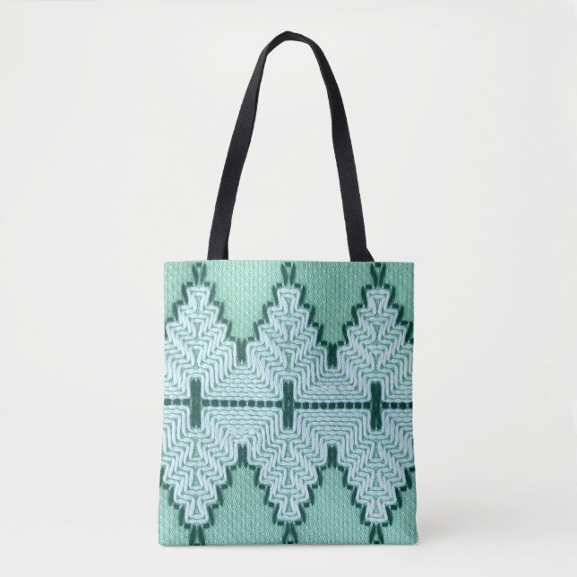 Retro textiles Garnhuschen, grafischer Puls. Tasche (Vorderseite)