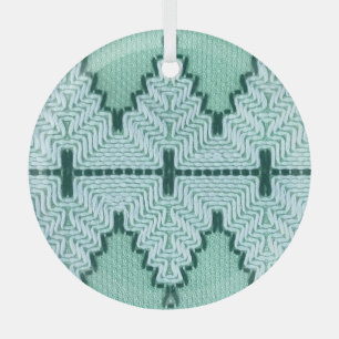 Retro-Textilgarneinfassung, grafischer Puls. Ornament Aus Glas