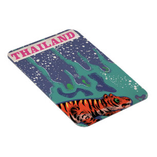 Retro-Thailand-Tiger-Reiseposter Magnet