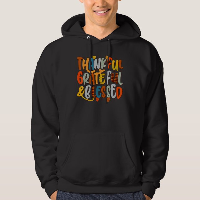 Retro Thankful Grateful Blessed Fall Colors Thanks Hoodie (Vorderseite)