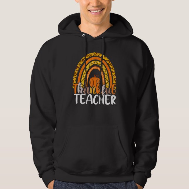 Retro Thanksgiving Teacher Thankful Teacher Rainbo Hoodie (Vorderseite)