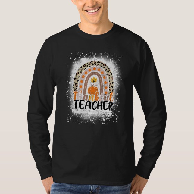 Retro Thanksgiving Teacher Thankful Teacher Rainbo T-Shirt (Vorderseite)