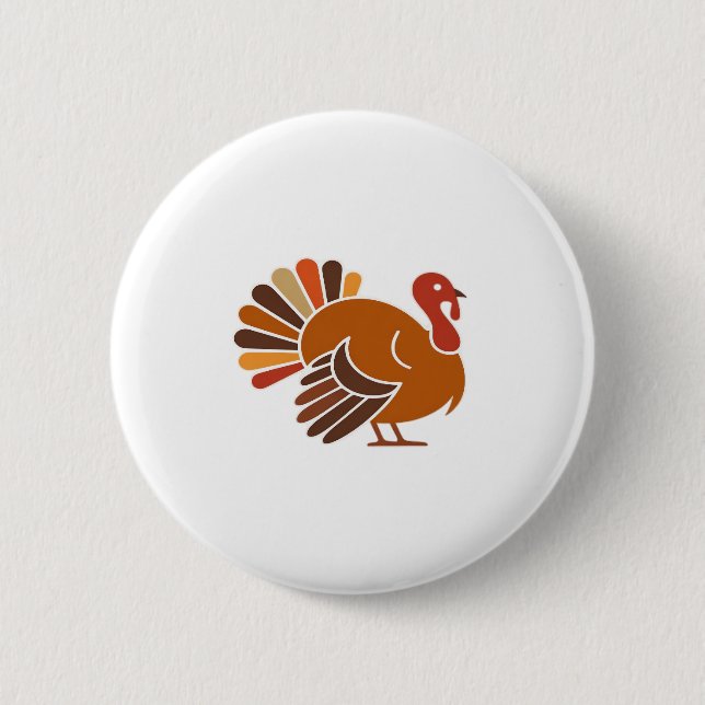 Retro Thanksgiving Turkey � Fall Harvest Design Cl Button (Vorderseite)