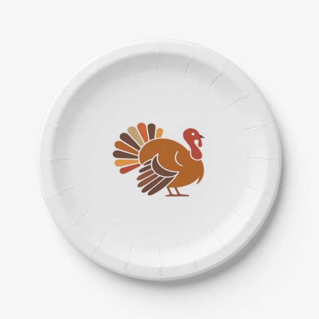 Retro Thanksgiving Turkey � Fall Harvest Design Cl Pappteller (Vorderseite)