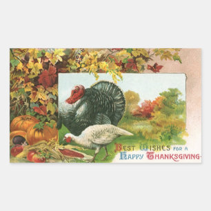 Retro Thanksgiving, Wilde Truthähne Herbstfarben Rechteckiger Aufkleber