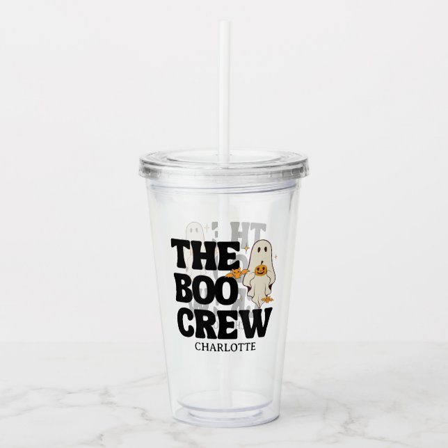  Retro The Boo Crew Spooky Halloween Acryltrinkbecher (Vorderseite)