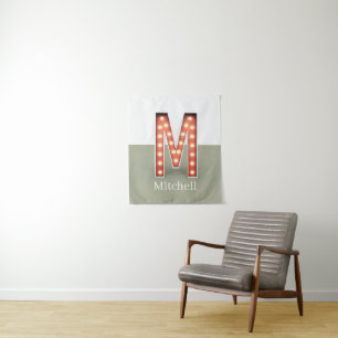Retro Theater Marquee Letter M Personalisiert Wandteppich