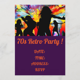 Retro-Theme-Tanz-Party 1970 Einladung