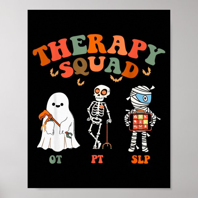 Retro Therapy Squad Slp Ot Pt Team Halloween Funny Poster (Vorne)