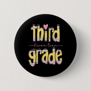 Retro Third Grade Dream Team Bleistift Lehrer Rück Button