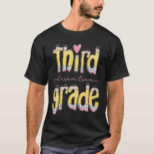 Retro Third Grade Dream Team Bleistift Lehrer Rück T-Shirt