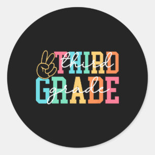 Retro Third Grade Preppy Zurück zur Schule Lehrer Runder Aufkleber